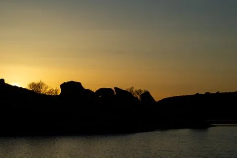 Sunset from mountain lake Stock Photos