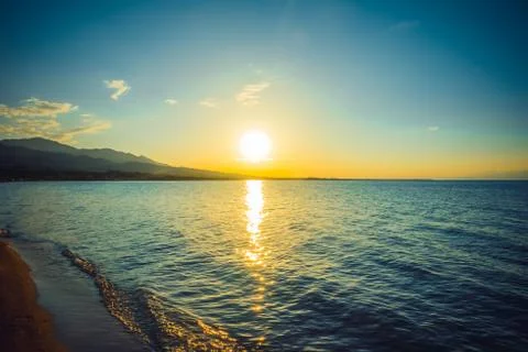 Sunset on a mountain lake Stock-Fotos