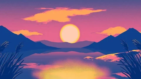 Sunset mountain lake2 Stock Footage 262816759