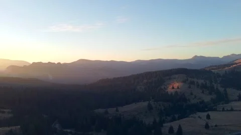 Sunset Mountain Landscape Aerial Stock Footage 147231700