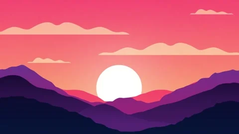 Sunset Mountain Landscape Animation Loop Stock Footage 340017167