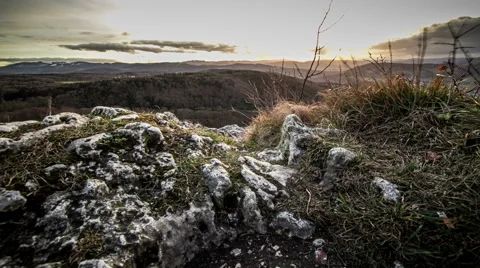 Sunset mountain landscape - DSLR dolly shot time lapse Stock Footage 43108540