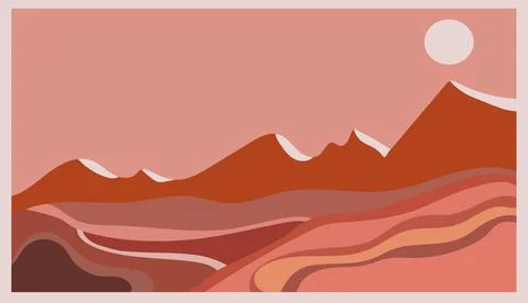 Sunset Mountain line art background, luxury wallpaper design for cover, invit Illustrazione stock