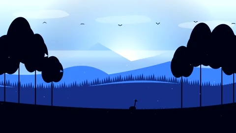 Sunset Mountain &amp; Majestic Deer Dramatic Crimson Twilight 1080p Seamless Na.. Stock Footage 346726505