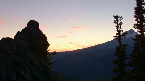 Sunset on mountain Mt. Hood Oregon Cascades 27 Video stock 81903225
