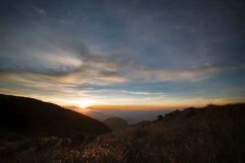 Sunset mountain nature Stock Photos