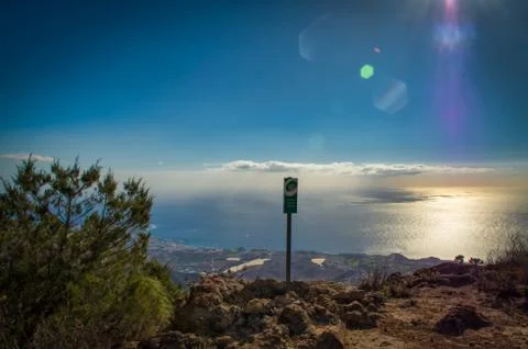 Sunset from a mountain path Stock Photos