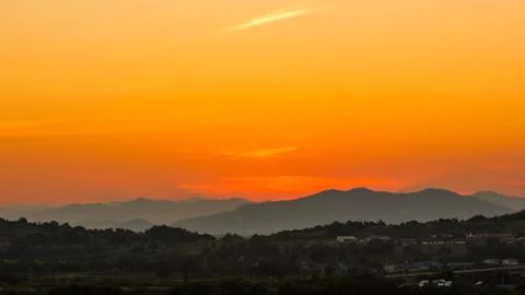 Sunset on mountain Stock Photos
