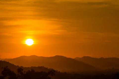 Sunset on mountain Stock Photos