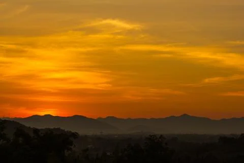 Sunset on mountain Stock Photos