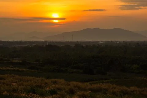 Sunset on mountain Stock Photos
