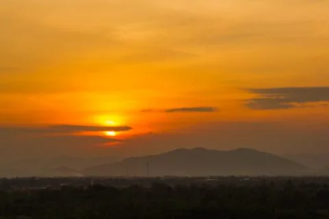 Sunset on mountain Stock Photos
