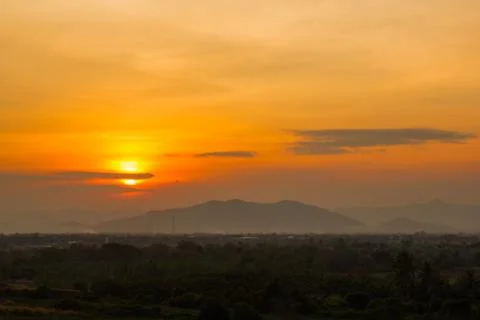 Sunset on mountain Stock Photos