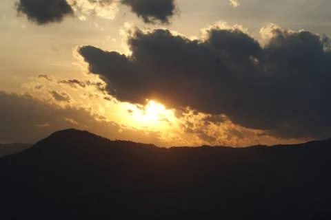 The Sunset in the Mountain Stock Photos