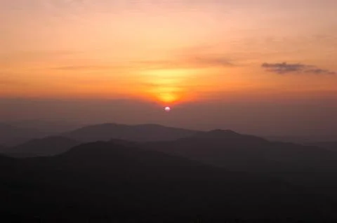 Sunset on the mountain Stock Photos