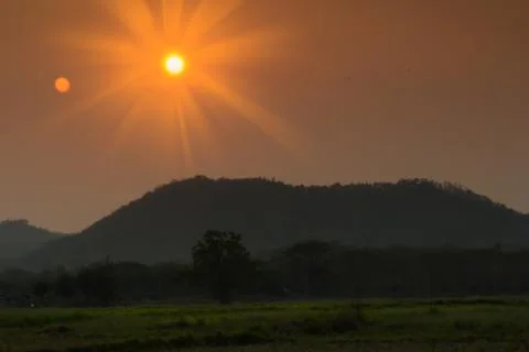 Sunset on the mountain. Foto stock