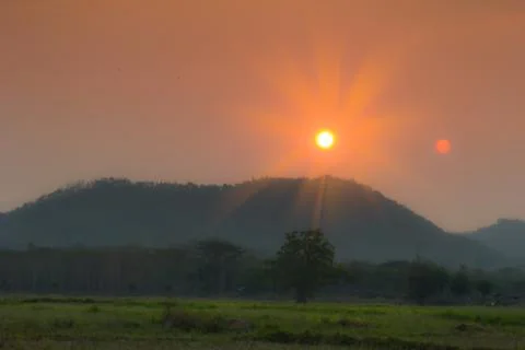 Sunset on the mountain. Stock Photos