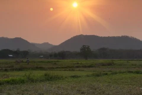 Sunset on the mountain. Stock Photos