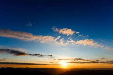 Sunset on the mountain.  Stock Photos