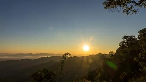 Sunset at the mountain Stock Photos