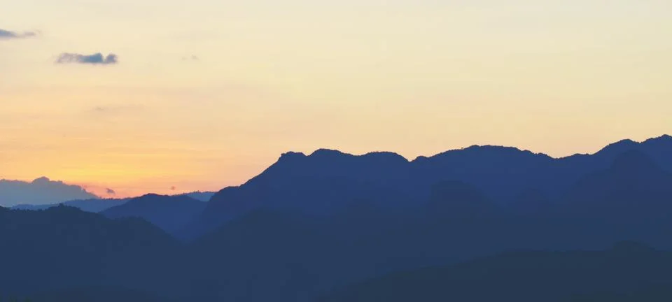 Sunset at the Mountain Stock Photos