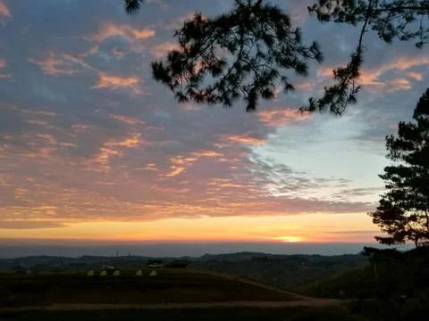 Sunset on the mountain Stock Photos