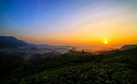 Sunset in the mountain Stock Photos