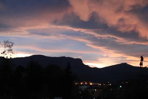 Sunset on the mountain Stock Photos