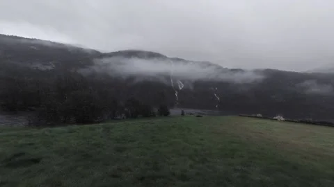 Sunset on a mountain river. the rain, time lapse Stock Footage 130724286