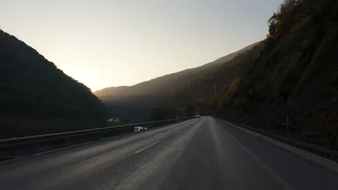 Sunset mountain road Stock Footage 205169586