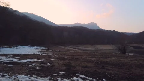 Sunset mountain silhouette with soft light in Montseny Spain 4K Stock Footage 329803014