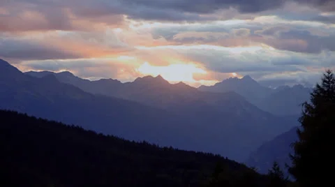 Sunset in the mountain Timelapse Stock Footage 22664510