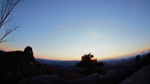 Sunset in a mountain valley Stock Footage 83885839