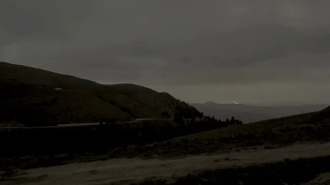 Sunset mountain view city panorama lights Stock-Footage 76583722