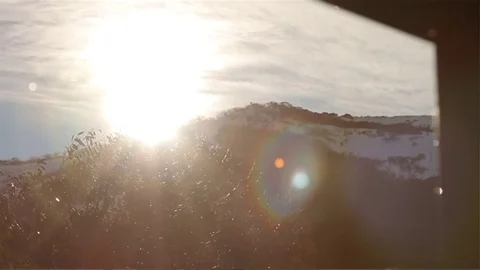 Sunset - Mountain View - Window POV Stock Footage 81498583