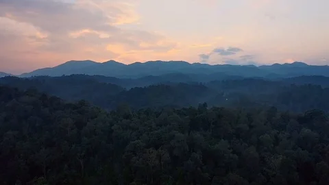 Sunset mountain views Evening sky Stock Footage 116854357