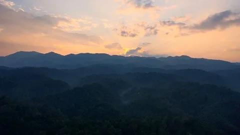 Sunset mountain views Evening sky Stock Footage 116854379