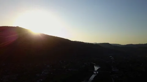 Sunset in mountains. Aerial with drone Stock Footage 104049287