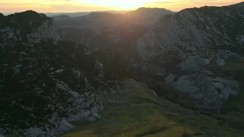 Sunset in mountains. Aerial view Stock Footage 232274264