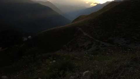 Sunset in the mountains of the aran valley in summer Stock Footage 97750512