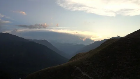 Sunset in the mountains of the aran valley in summer Stock Footage 97750988
