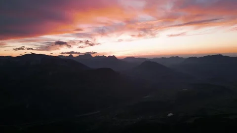 Sunset in the mountains of Austria 4K drone shot Stock Footage 281720933