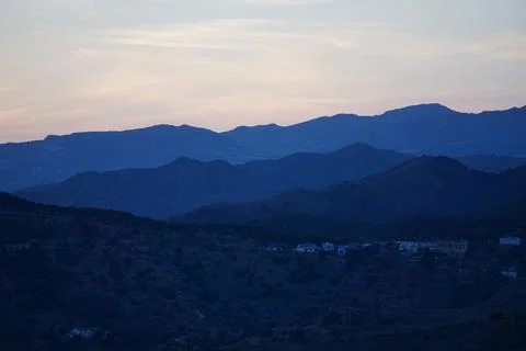 Sunset with mountains in the background in Malaga Stock Photos