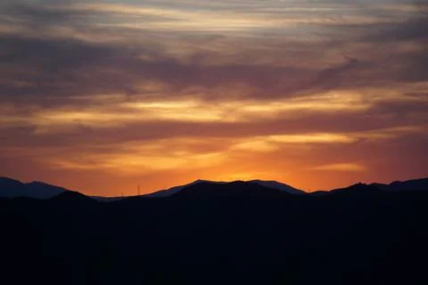 Sunset with mountains in the background in Malaga 스톡 사진