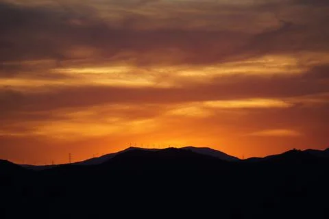 Sunset with mountains in the background in Malaga Stock Photos