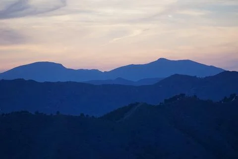 Sunset with mountains in the background in Malaga Stock Photos