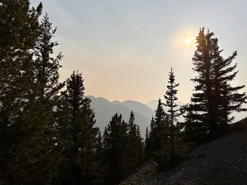 Sunset in the mountains of Banff, Canada. Stock Photos