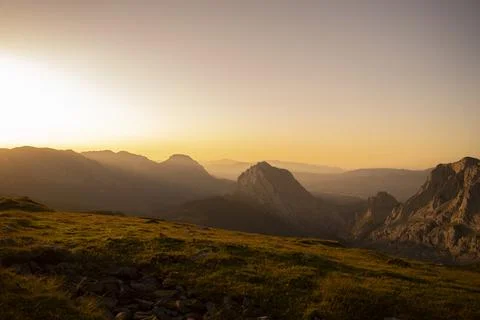 Sunset in the mountains of the Basque Country Stock Photos