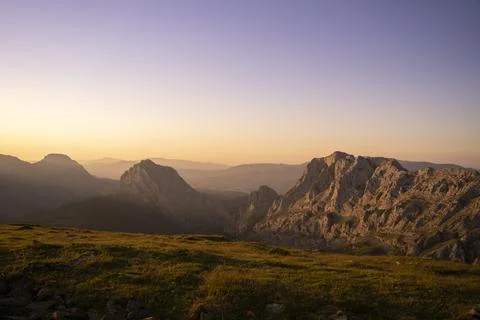 Sunset in the mountains of the Basque Country Stock Photos