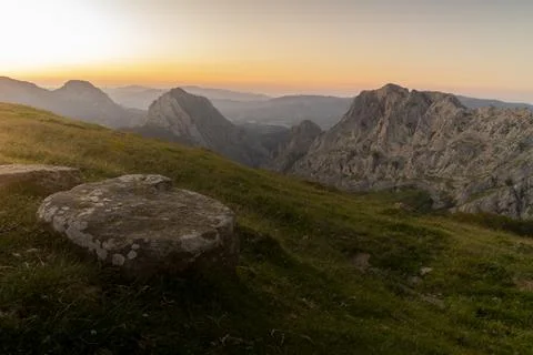 Sunset in the mountains of the Basque Country Stock Photos